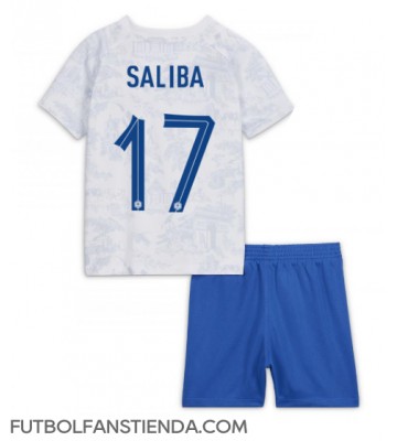 Francia William Saliba #17 Segunda Equipación Niños Mundial 2022 Manga Corta (+ Pantalones cortos)